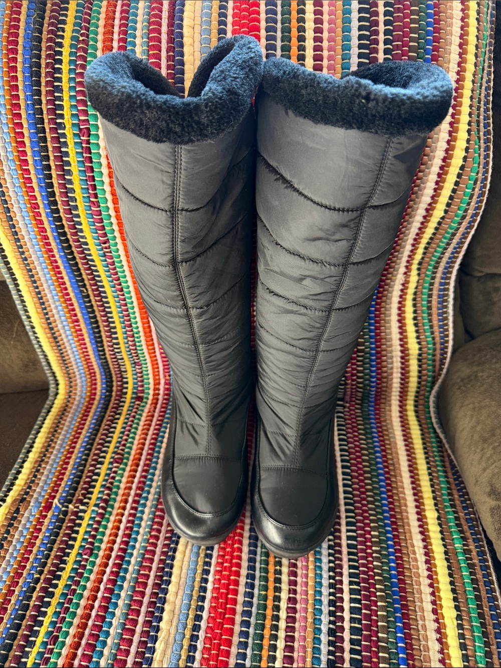 Women's Tall Winter Puffer Boots in Black - Cozy Fleece Lining